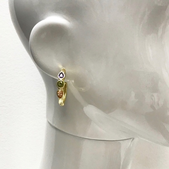 Byzantine Twist Matte Gold w/ Crystal Hoops, NWT-Boutique - Picture 5 of 9